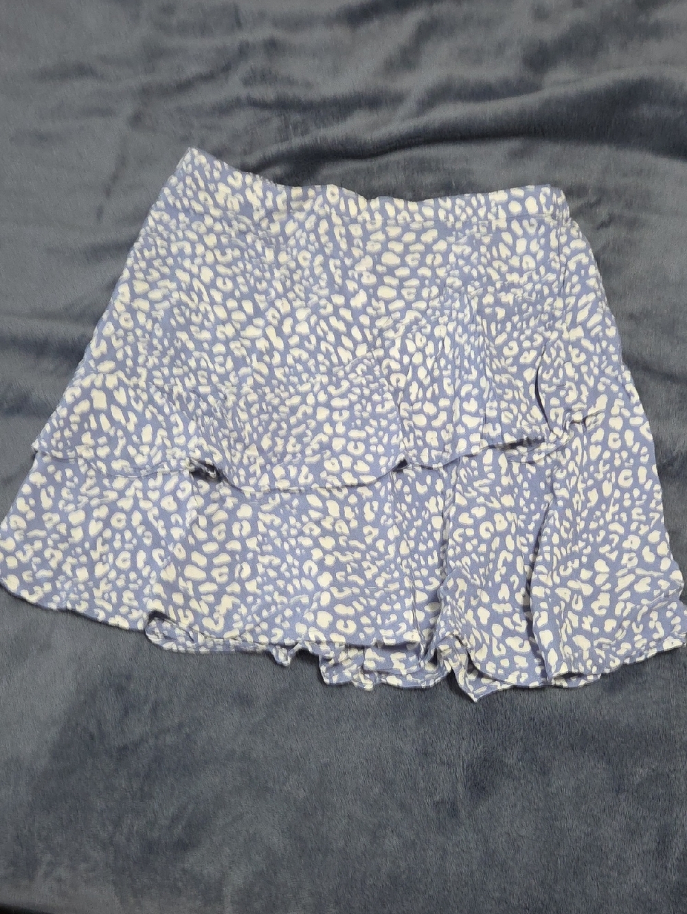 Japna Light Blue and White Leopard Ruffle Skort